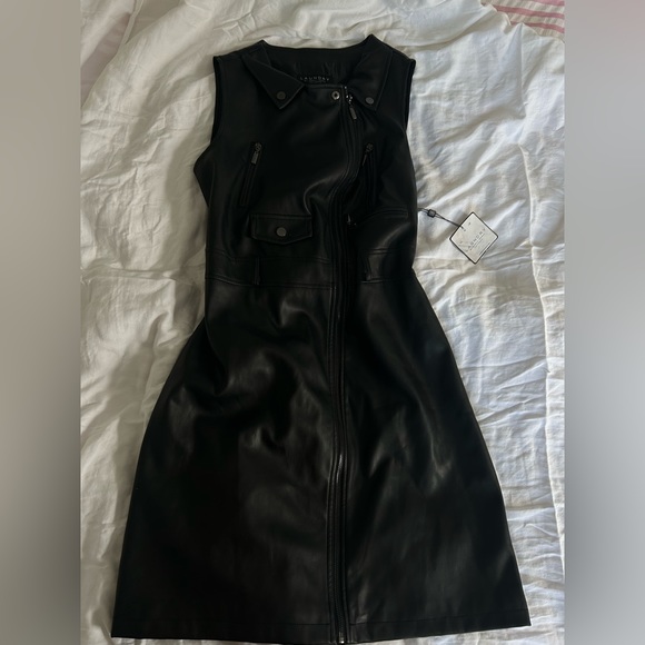 Laundry  Shelli Segal Faux-Leather Moto Jacket Dress - Picture 8 of 8